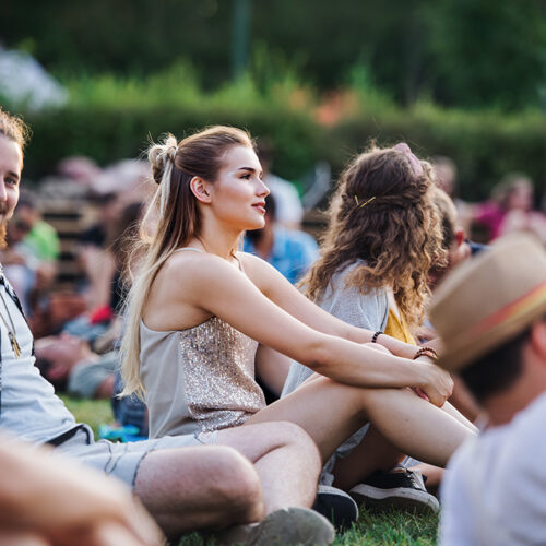 Group of Friends outside at a outdoor concert